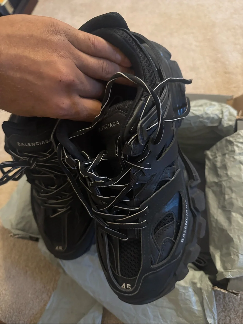 Balenciaga Track Sneakers - All Black Size 45 - Box & Dust Bags - Picture 2 of 6